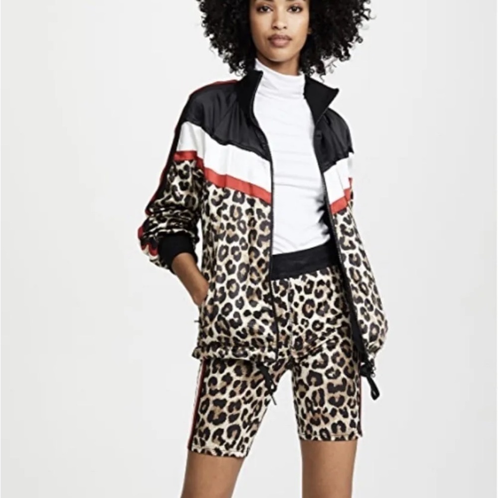 Pam And Gela Color Block Leopard Print Track Jack… - image 2